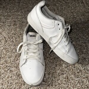 Vans Women White Seldan Skate Tennis Shoes Sneakers Size 9.0 US Leather Casual